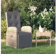 vidaXL Sitzgruppe vidaXL Garten-Liegestuhl mit Auflage Poly Rattan Grau