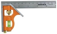 BAHCO Winkelmesser KOMBINATIONSWINKEL 150MM METRISCH+ZOLL, MARKIERT 45&deg; U. 90&deg;