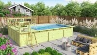 Karibu Rechteckpool Massivholzpool kdi Schwimmbecken Gartenpool, Massivholz,