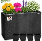Casaria Pflanzk&uuml;bel, 4 Innent&ouml;pfe Herausnehmbar Polyrattan 95x27x60cm Blumentopf