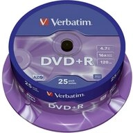 Verbatim DVD-Rohling 25 Verbatim Rohlinge DVD+R 4,7GB 16x Spindel