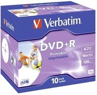 Verbatim DVD-Rohling 10 Rohlinge DVD+R full printable 4,7GB 16x Jewelcase