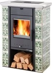 Haas + Sohn Kaminofen TIROL 343.15 C perl-schwarz/gr&uuml;n-wei&szlig;, Zeitbrand