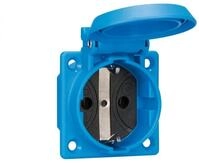 ABL Unterputz-Steckdose, 1f blau matt Einbau Klappd IP54 mit Klappdeckel Vollplatte