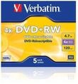 Verbatim DVD-Rohling 5 Verbatim Rohlinge DVD+RW 4,7GB 4x Jewelcase