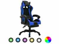 vidaXL Bürostuhl Gaming-Stuhl mit RGB LED-Leuchten Blau und Schwarz Kunstleder...