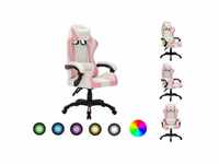 vidaXL Gaming-Stuhl mit RGB LED-Leuchten rosa/weiß Kunstleder