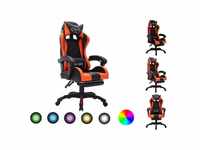 vidaXL Gaming-Stuhl mit RGB LED-Leuchten orange/schwarz Kunstleder mit...