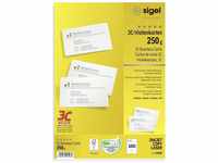Sigel 3C-Visitenkarten (A4, 250 g/m2 100 x Kopierpapier, Weiss