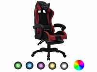 vidaXL Gaming-Stuhl mit RGB LED-Leuchten weinrot/schwarz Kunstleder mit...