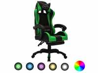 vidaXL Bürostuhl Gaming-Stuhl mit RGB LED-Leuchten Grün und Schwarz...