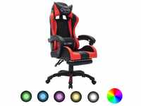 vidaXL Bürostuhl Gaming-Stuhl mit RGB LED-Leuchten Rot und Schwarz Kunstleder...