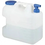 relaxdays Wassertank Wasserkanister mit Hahn, 20 Liter blau|wei&szlig; 38 cm x 37 cm x 20