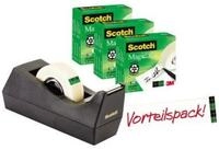 SCOTCH Klebeband Tischabroller Schwarz + 3x Magic 19mmx3 C38SM3S