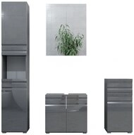 Vicco Badm&ouml;bel-Set Fredd, Anthrazit Hochglanz, 4 Teile, (4-er Set, 4-St., 4er...