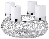EDZARD Adventskranz Milano M, Silber-Optik, gl&auml;nzend, vernickelt, &Oslash; 28 cm