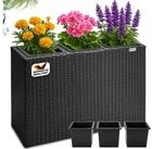 Casaria Pflanzk&uuml;bel, 3 Innent&ouml;pfe Herausnehmbar Polyrattan 83x30,5x60cm...