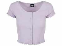 URBAN CLASSICS Kurzarmshirt Urban Classics Damen Ladies Cropped Button Up Rib Tee