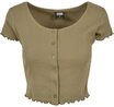 URBAN CLASSICS Kurzarmshirt Urban Classics Damen Ladies Cropped Button Up Rib...