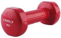 HMS Kurzhantel Fitness 17023 aus Gusseisen mit Vinylbeschichtung 2kg rot- 1 St&uuml;ck
