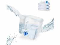 Relaxdays Faltkanister 5L BPA-frei mit Hahn 4er Set transparent/blau