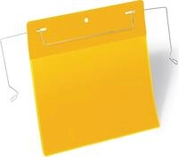 DURABLE F&auml;chermappe Kennzeichnungstasche mit Drahtb&uuml;gel A5 quer PP gelb VE=50