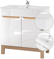 Lomadox Waschtisch SOLNA-56, inkl. 81 cm Keramikbecken Hochglanz wei&szlig; mit