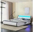 Juskys Polsterbett Valencia, 140 x 200 cm, Doppelbett mit Lattenrost, LED-Beleuchtung