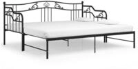 vidaXL Bettgestell, Ausziehsofa Bettrahmen Schwarz Metall 90x200 cm