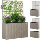 Casaria Blumenkasten, Blumenkasten Rankgitter 3 Innent&ouml;pfe Polyrattangeflecht