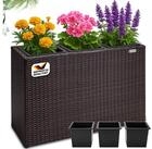 Casaria Pflanzk&uuml;bel, 3 Innent&ouml;pfe Herausnehmbar Polyrattan 83x30,5x60cm...