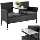 Juskys Balkonset Monaco, Balkonm&ouml;bel in Rattan-Optik, Polyrattan 2-Sitzer mit...