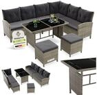 Juskys Gartenlounge-Set Manacor, (Gartenlounge), Polyrattan Gartenm&ouml;bel-Set mit