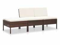 vidaXL 3 Piece Garden Lounge-Set with Cushions Poly Rattan brown (48955)
