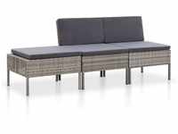 vidaXL 3 Piece Garden Lounge-Set with Cushions Poly Rattan gray (48958)