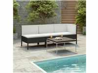 vidaXL 3-Piece Garden Lounge Set with Poly Rattan Cushions black (310202)