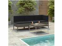vidaXL 3-Piece Garden Lounge Set with Poly Rattan Cushions gray (310204)