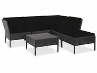 vidaXL 6 Piece Garden Lounge Set with Poly Rattan Cushions black (48941)