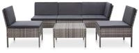 vidaXL Gartenlounge-Set, 6-tlg. Garten-Sofagarnitur mit Auflagen Poly Rattan...
