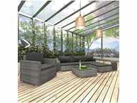 vidaXL 8-piece garden lounge set with cushions poly rattan gray (46824)