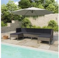 vidaXL Loungeset vidaXL 6-tlg. Garten-Lounge-Set mit Auflagen Poly Rattan Grau