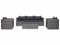 vidaXL 6 piece garden set with cushions poly rattan gray (44159)