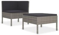 vidaXL Gartenlounge-Set, 2-tlg. Lounge Set mit Auflagen Poly Rattan Grau