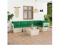 vidaXL 6 piece garden furniture set spruce pallets and cushions green (3063569)