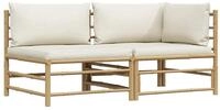 vidaXL Sofaelement 2-tlg. Garten-Lounge-Set mit Kissen Cremewei&szlig; Bambus (1 St)