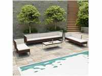 vidaXL Garden furniture set 10 pieces with synthetic rattan cushions brown...