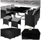 tectake Sitzgruppe Rattan-Gartenlounge f&uuml;r 6 bis 10 Personen, Inkl. Schutzh&uuml;lle,