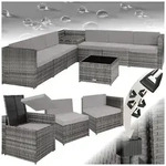 tectake Loungeset Rattan Lounge f&uuml;r 6 Personen, mit Sicherheitsglasplatte,