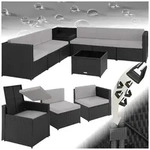 tectake Loungeset Rattan Lounge f&uuml;r 6 Personen, mit Sicherheitsglasplatte,
