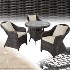 tectake Sitzgruppe Aluminium Rattan Gartenlounge f&uuml;r 3 Personen, St&uuml;hle